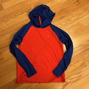 Long Sleeve Red & Blue Hooded Shirt